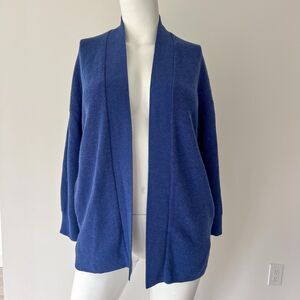 Lululemon Sz 8 Merino Wool Blend Ribbed Long Wrap Cardigan Heather Psychic Blue